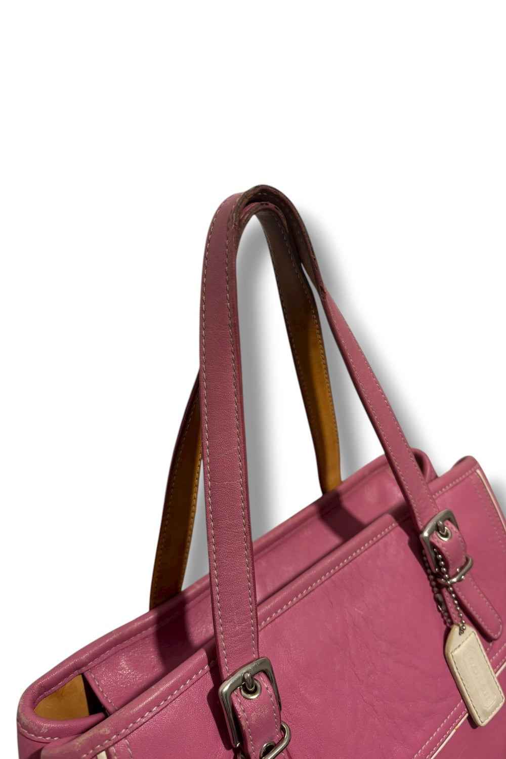 Coach Pink Hampton Leather & Silver Hardware Tote Shoulder Bag