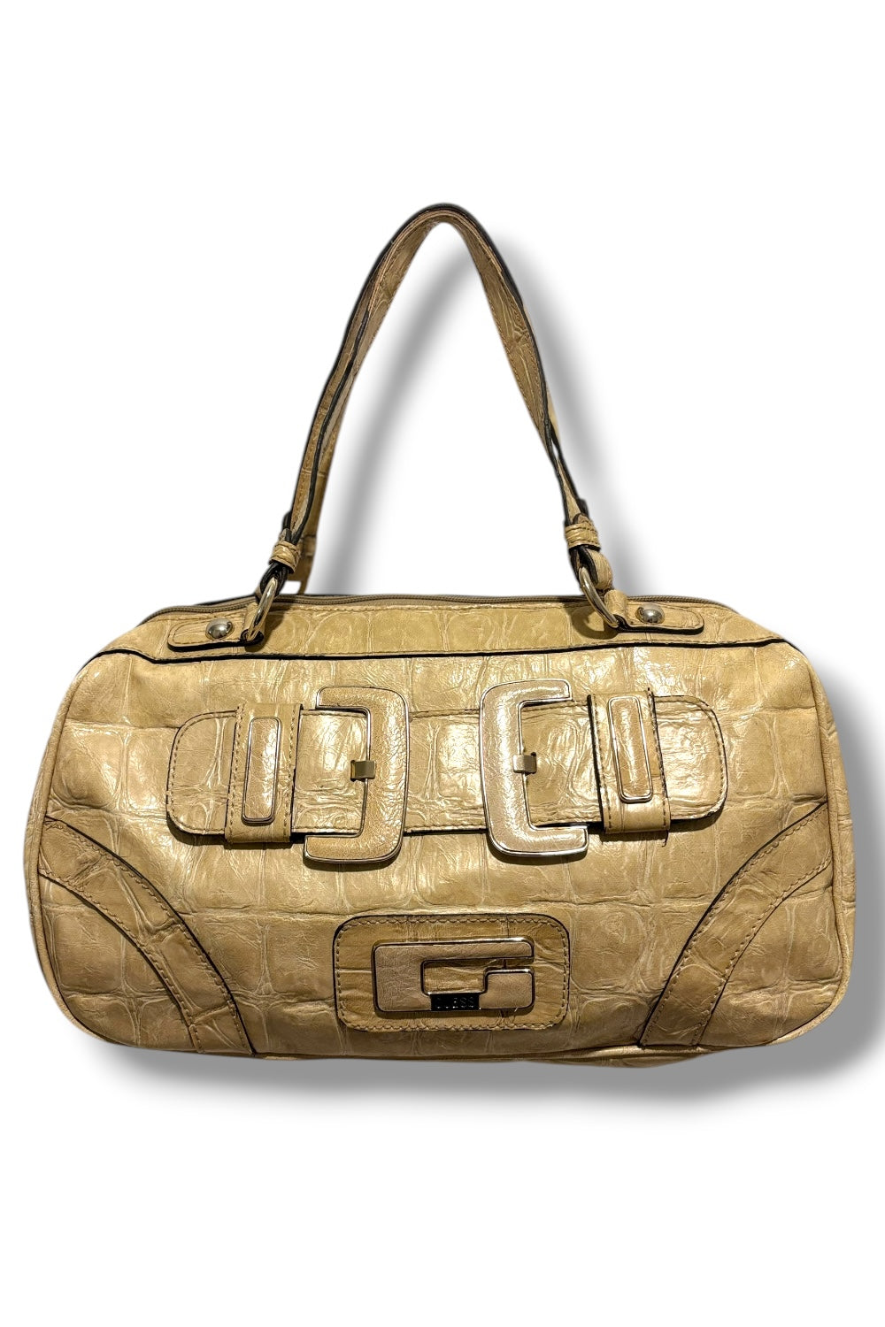 Guess Beige / Cream Croc Embossed PVC  Leather Vintage Y2K Guess Bag