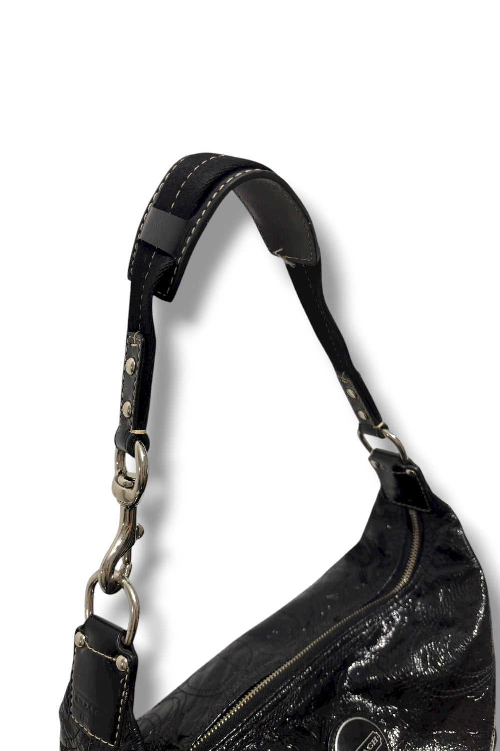 Coach Black Hobo Soho Patent Leather Vintage Signature Shoulder Bag