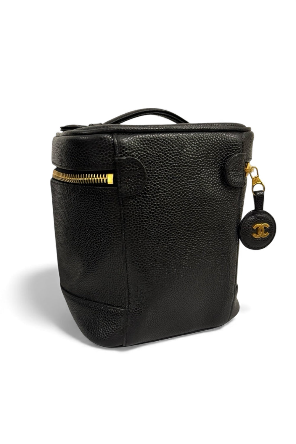 Chanel Black Caviar Leather Timeless Vanity Case Vintage Handbag