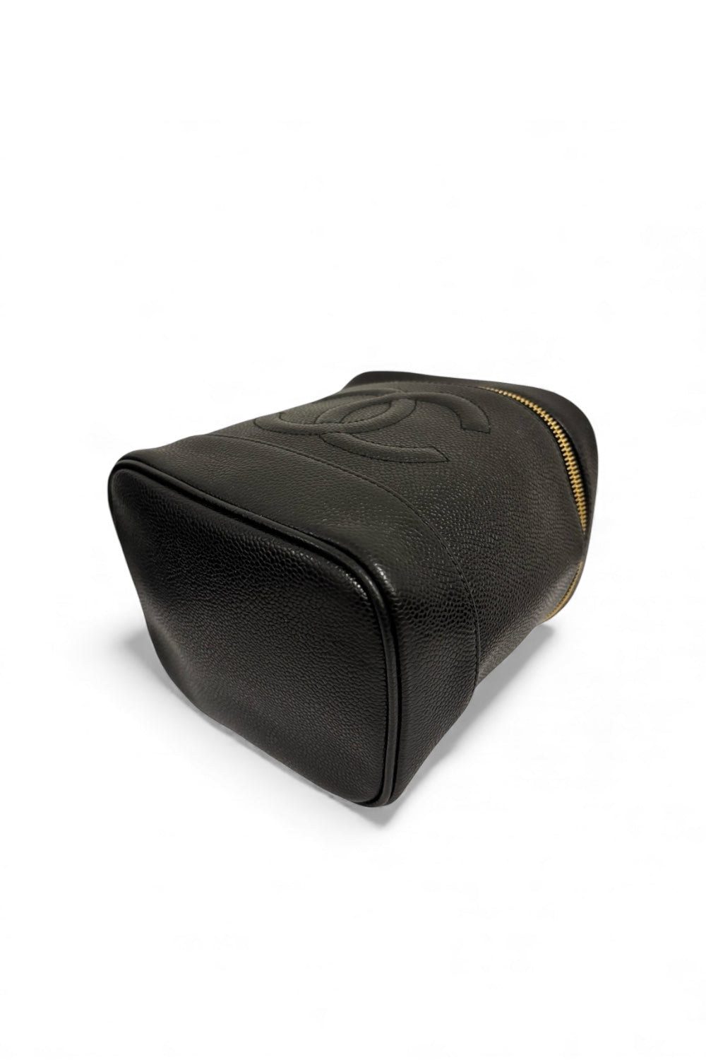 Chanel Black Caviar Leather Timeless Vanity Case Vintage Handbag