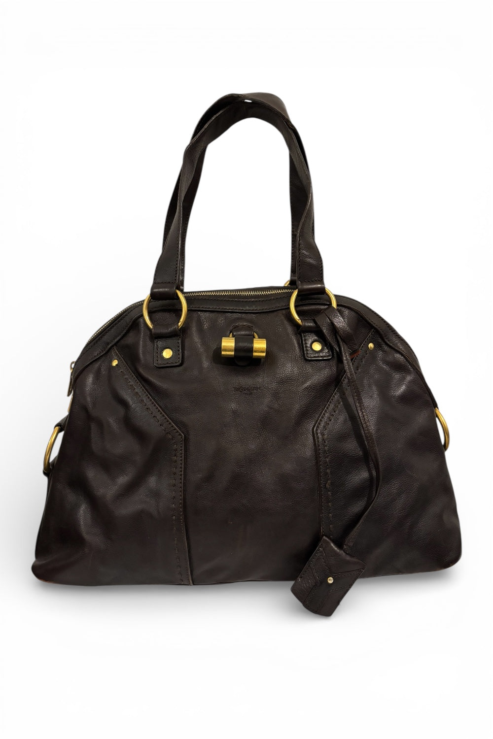 Yves Saint Laurent Muse Dark Brown Leather Shoulder Bag YSL