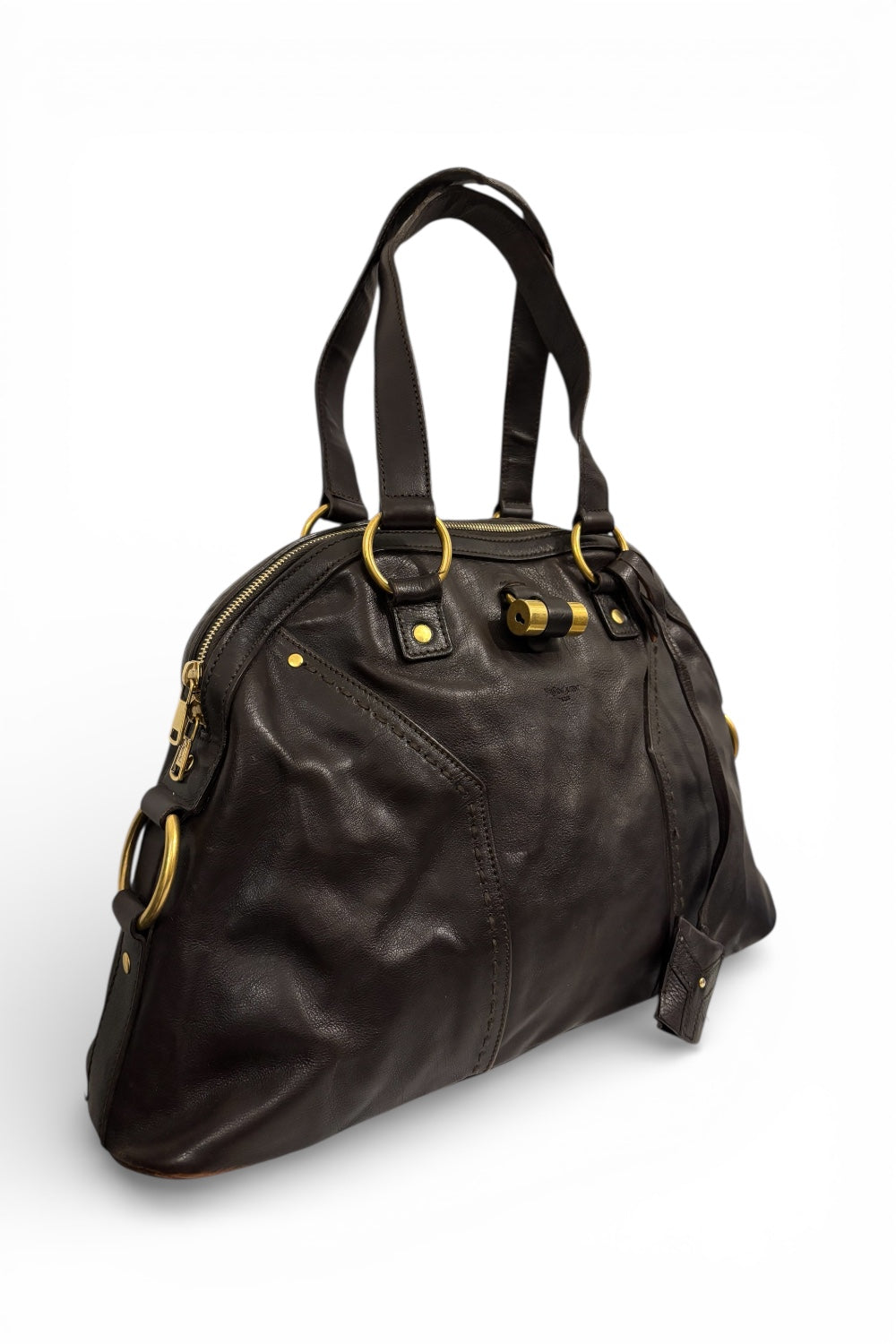 Yves Saint Laurent Muse Dark Brown Leather Shoulder Bag YSL