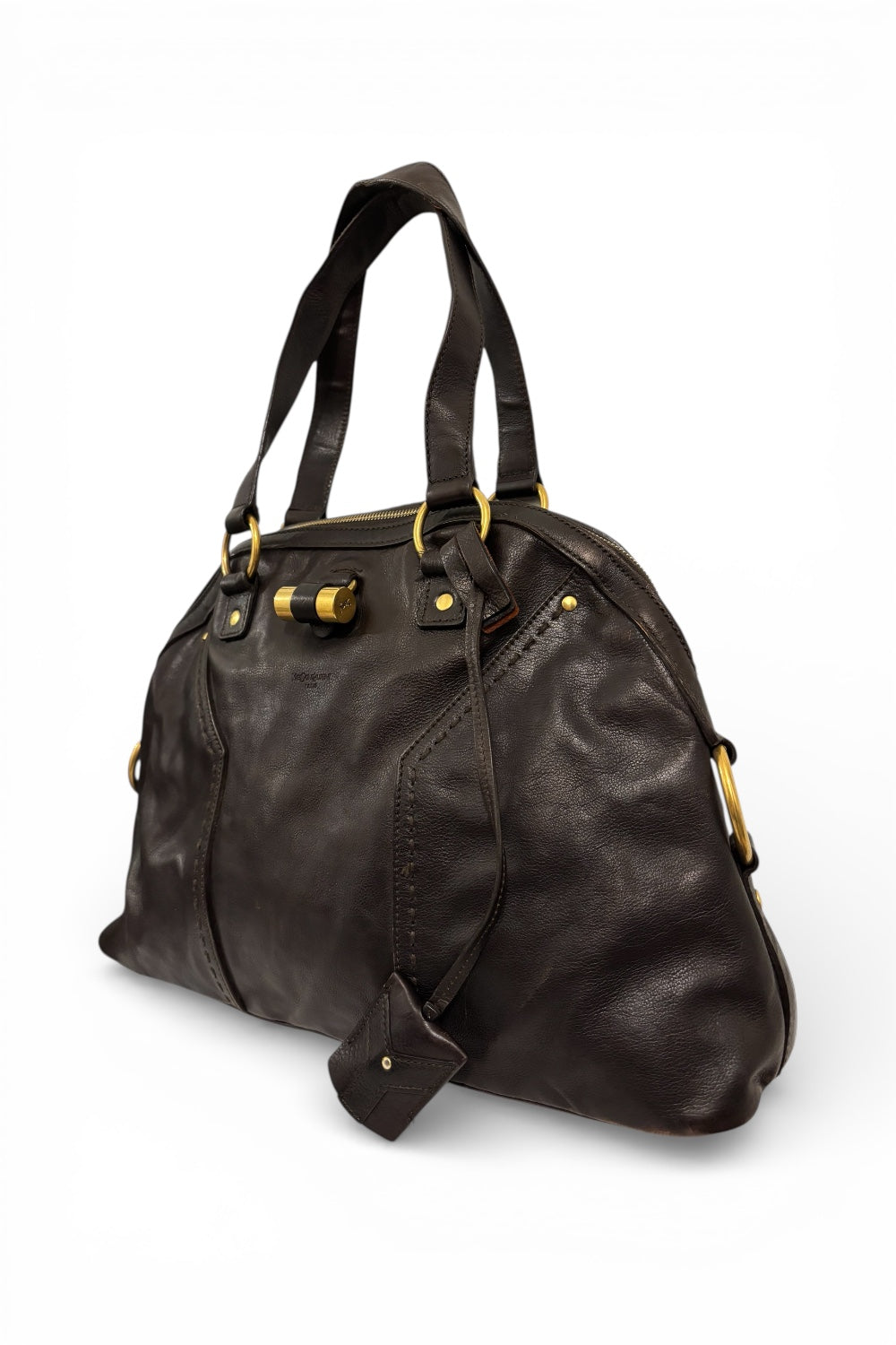 Yves Saint Laurent Muse Dark Brown Leather Shoulder Bag YSL