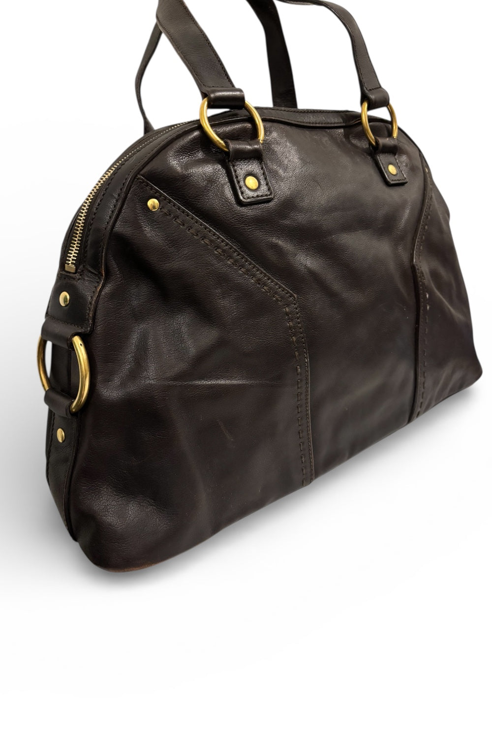 Yves Saint Laurent Muse Dark Brown Leather Shoulder Bag YSL