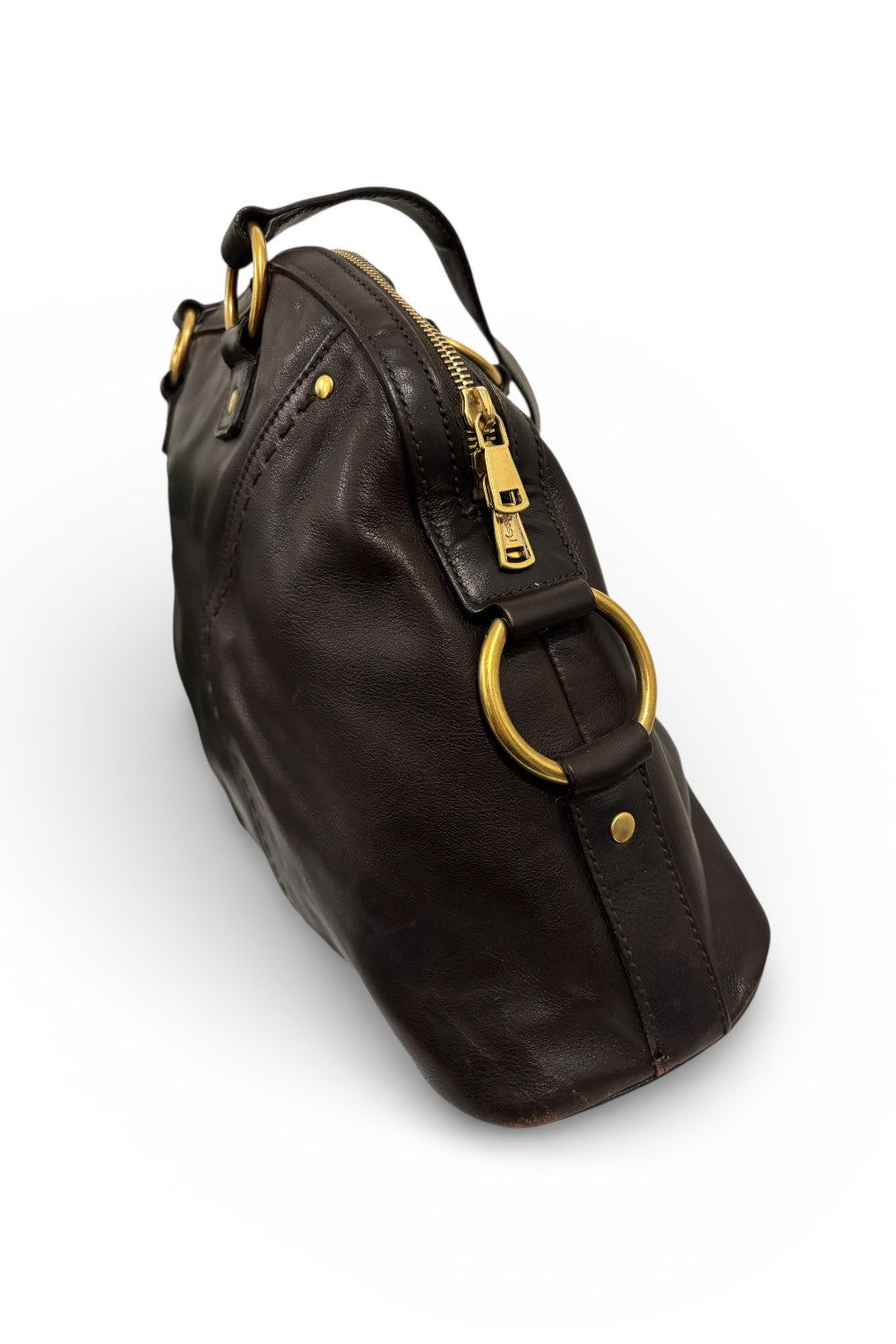 Yves Saint Laurent Muse Dark Brown Leather Shoulder Bag YSL