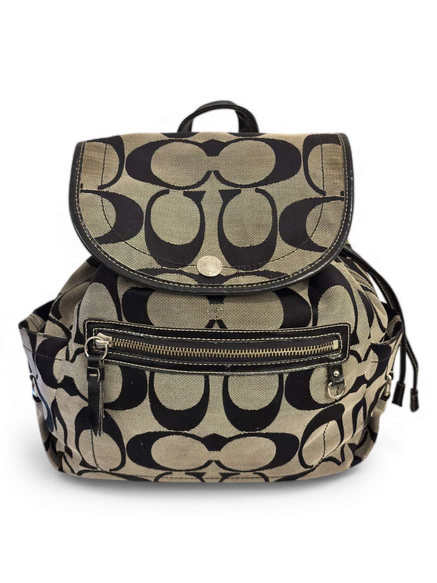 Coach Black & Grey Kyra Canvas & Leather Vintage Backpack