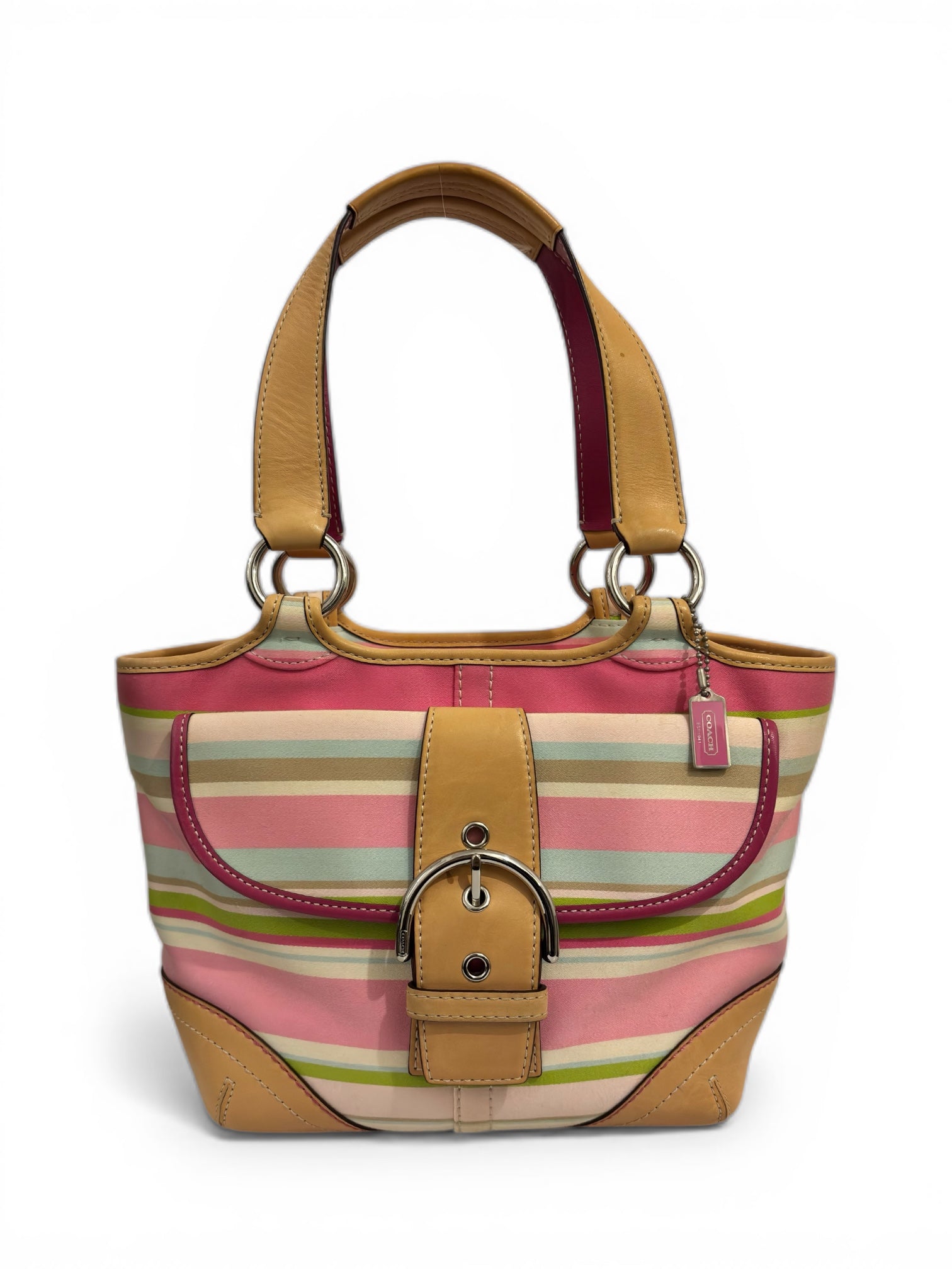 Coach Hampton Canvas & Leather Pink Brown Multicoloured Soho Buckle Vintage Handbag