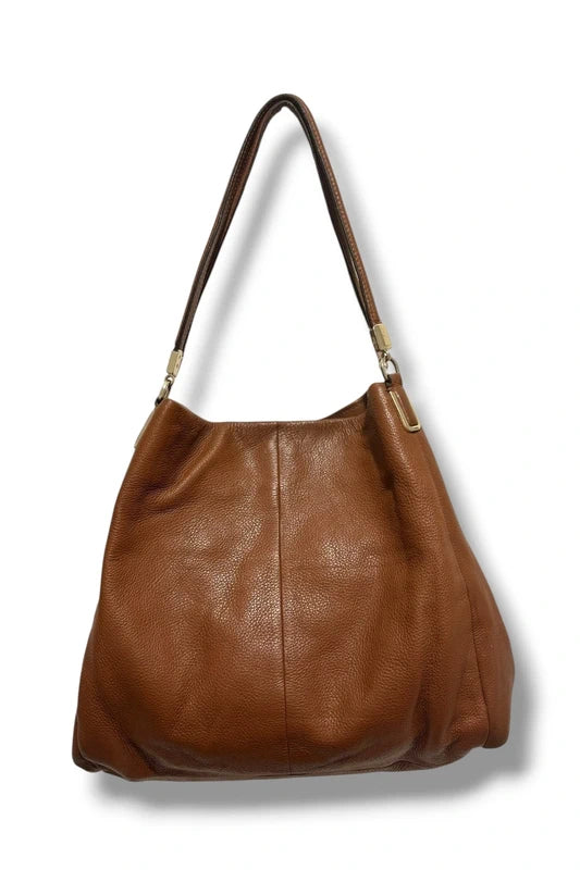 Coach Edie Brown / Tan Pebbled Leather Vintage Large Shoulder Bag