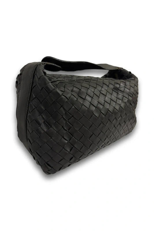 Bottega Veneta Intrecciato Black Soft Leather Accessory Pouch Bag Handbag