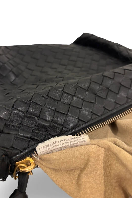 Bottega Veneta Intrecciato Black Soft Leather Accessory Pouch Bag Handbag