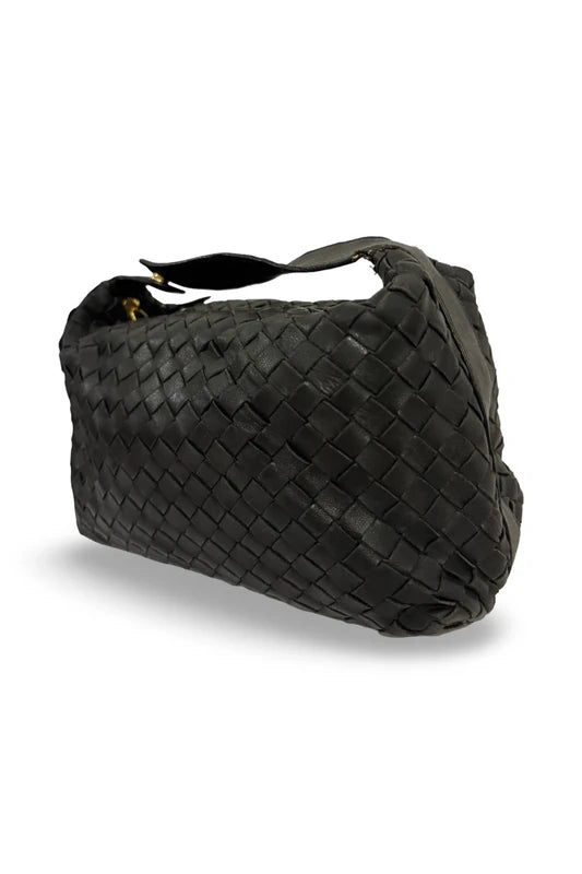 Bottega Veneta Intrecciato Black Soft Leather Accessory Pouch Bag Handbag