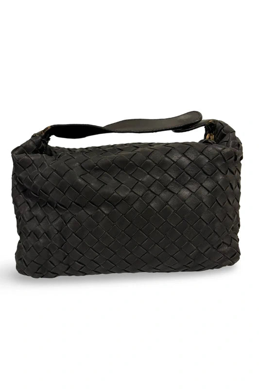 Bottega Veneta Intrecciato Black Soft Leather Accessory Pouch Bag Handbag