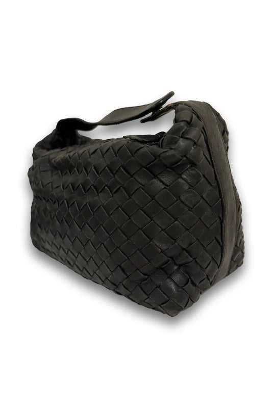 Bottega Veneta Intrecciato Black Soft Leather Accessory Pouch Bag Handbag