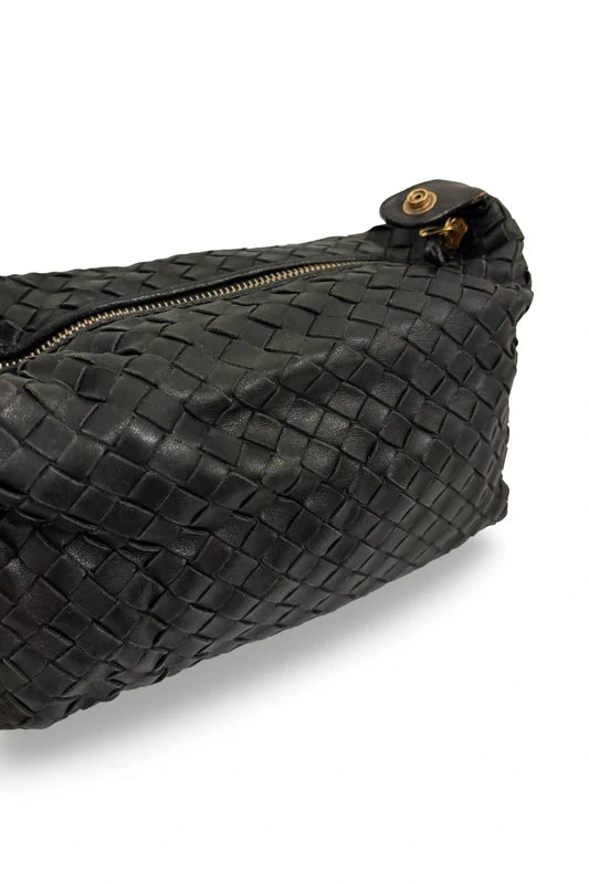 Bottega Veneta Intrecciato Black Soft Leather Accessory Pouch Bag Handbag