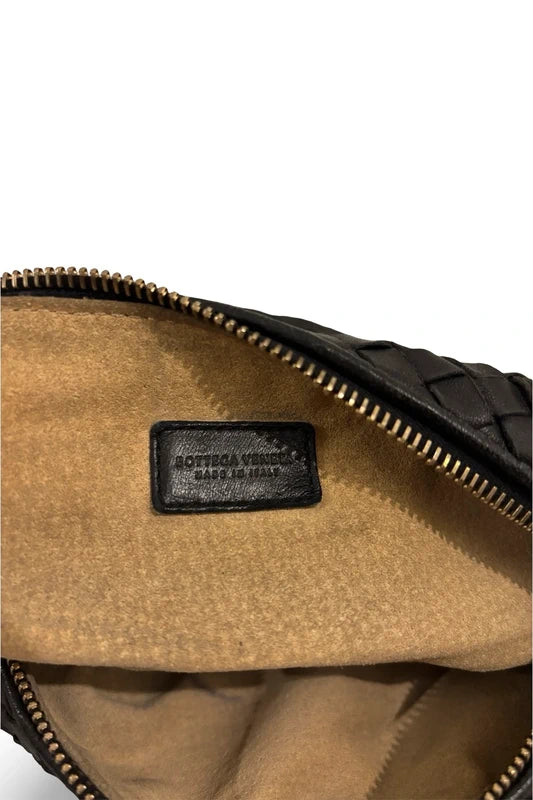 Bottega Veneta Intrecciato Black Soft Leather Accessory Pouch Bag Handbag