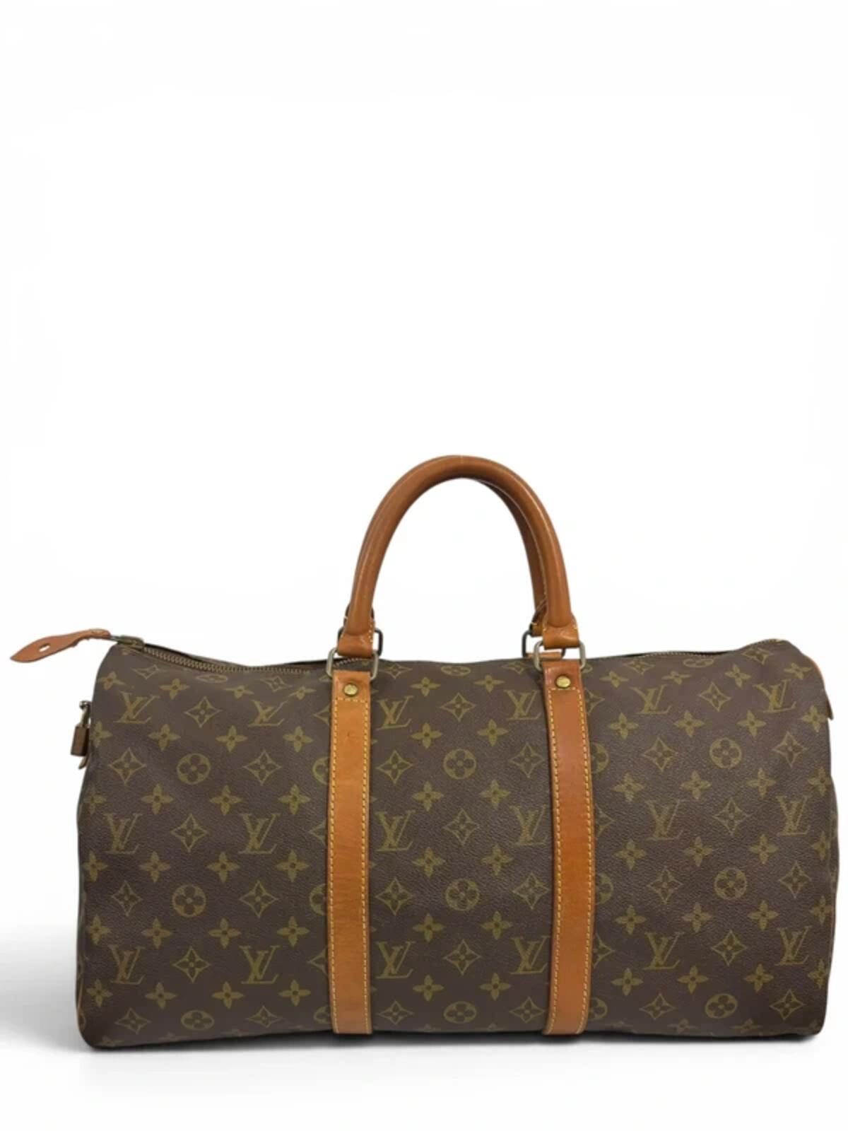 Louis Vuitton Keepall 45 Vintage Brown Monogram Eclair Zip Travel Boston Bag