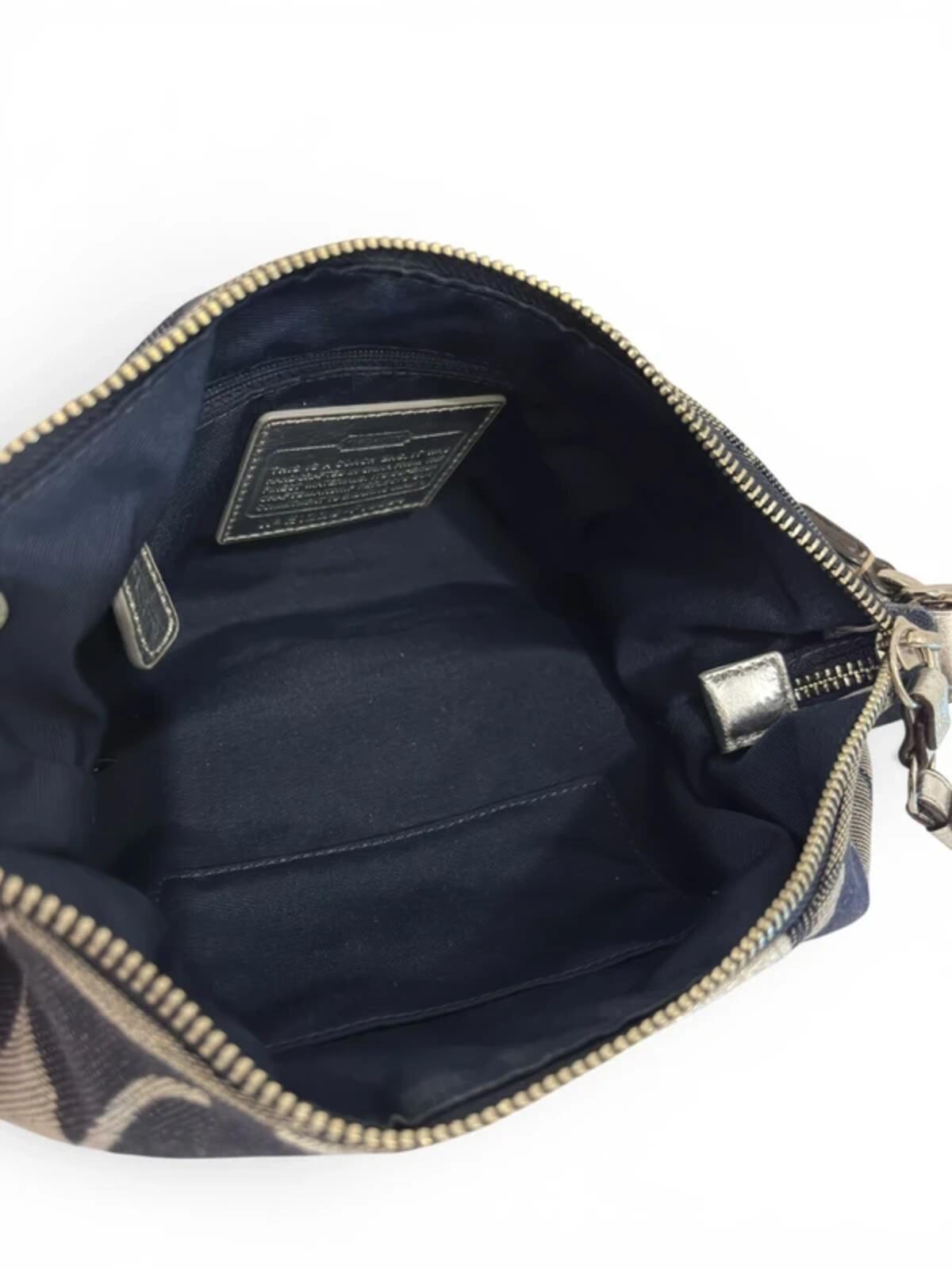 Coach Denim Blue & Silver Demi Signature Baguette Rare F19694 Shoulder Bag