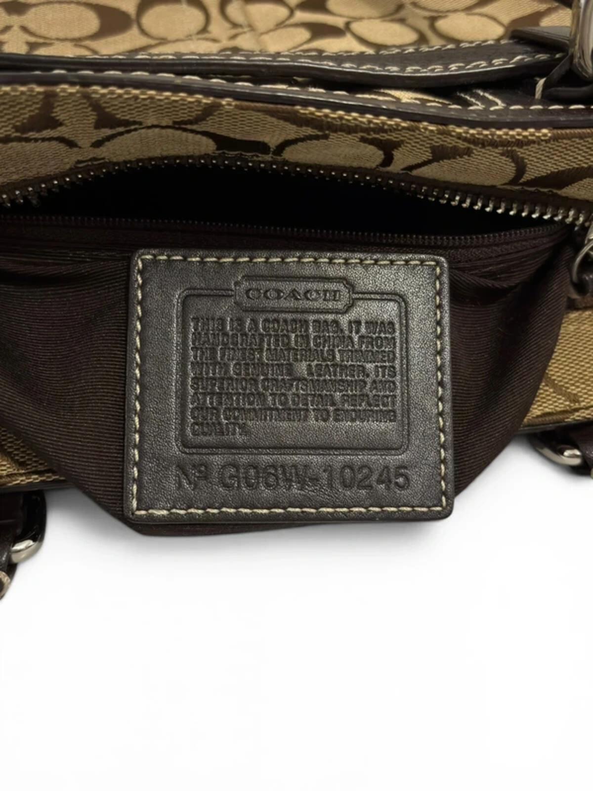 Coach Hampton Signature Canvas & Leather Tassle Brown Vintage Tote Shoulder Bag