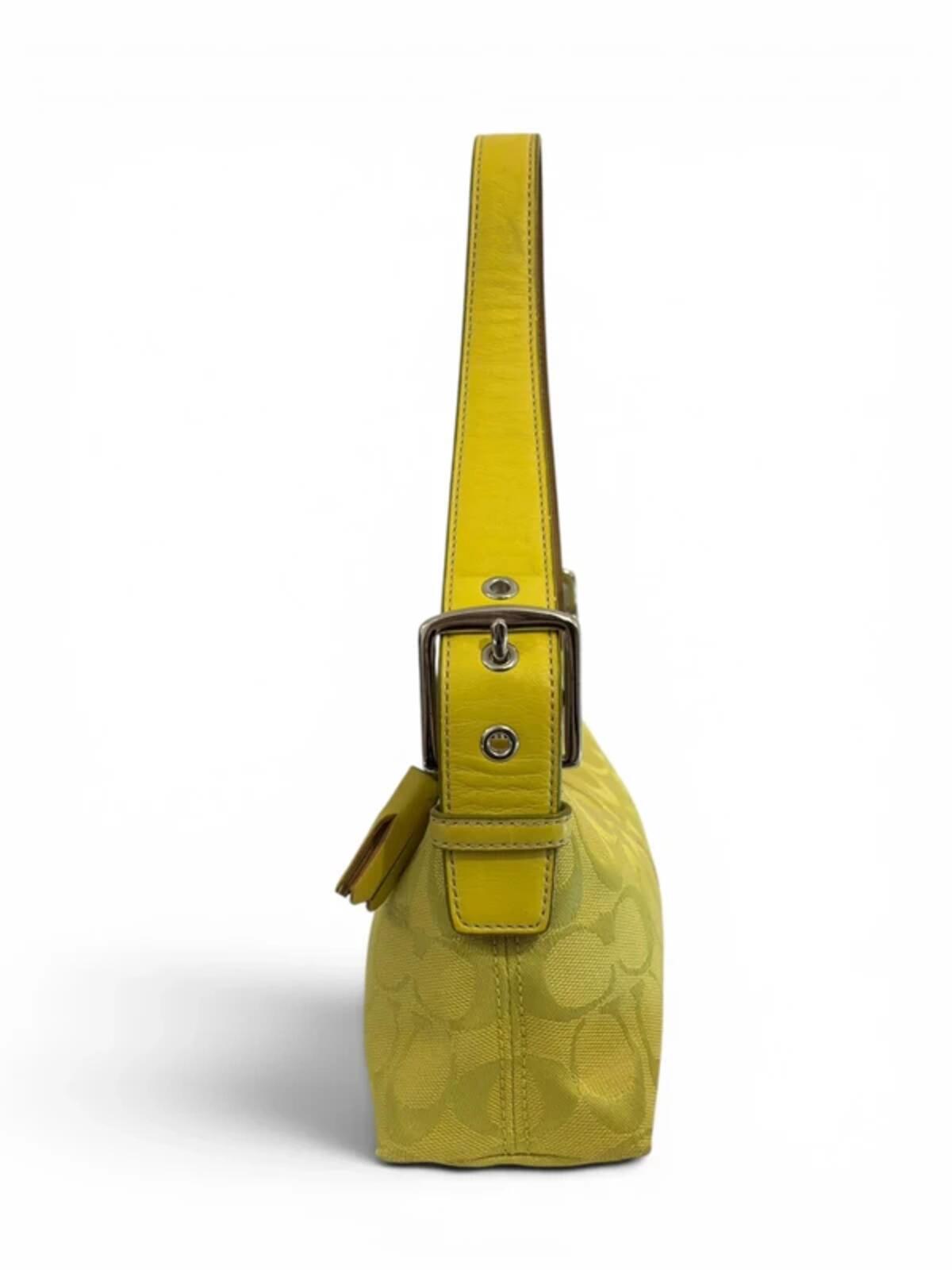 Vintage Coach Bag Rare Lime Green East West Tassel Baguette 6371