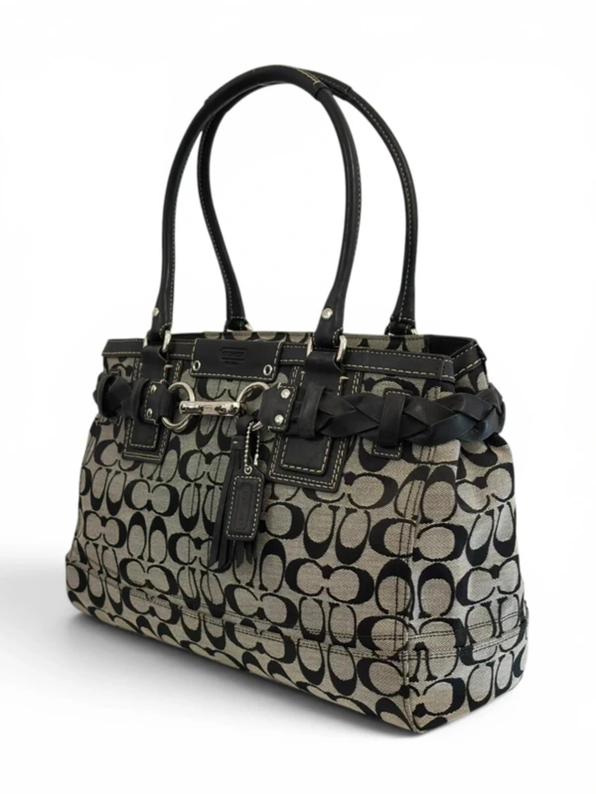 Vintage Coach Bag Hamptons Signature Braided Tassel Tote F13068