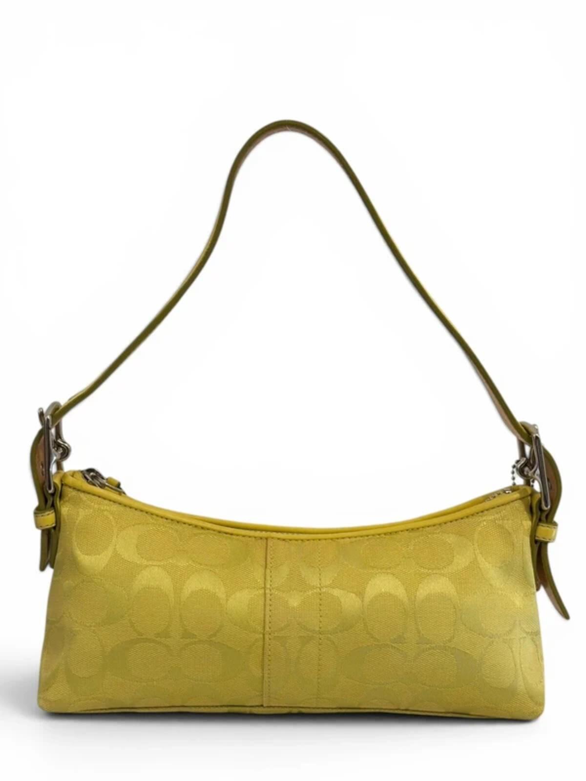 Vintage Coach Bag Rare Lime Green East West Tassel Baguette 6371