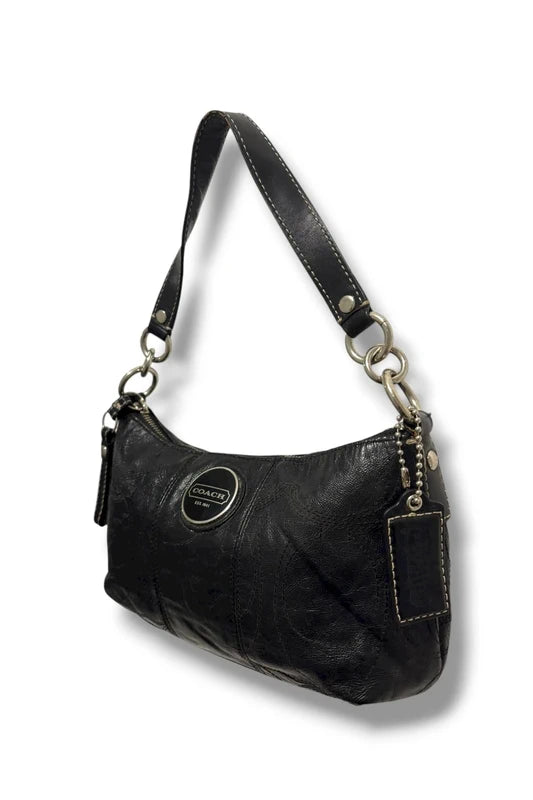 Coach Black Hobo Soho Patent Leather Y2K Vintage Signature Shoulder Bag