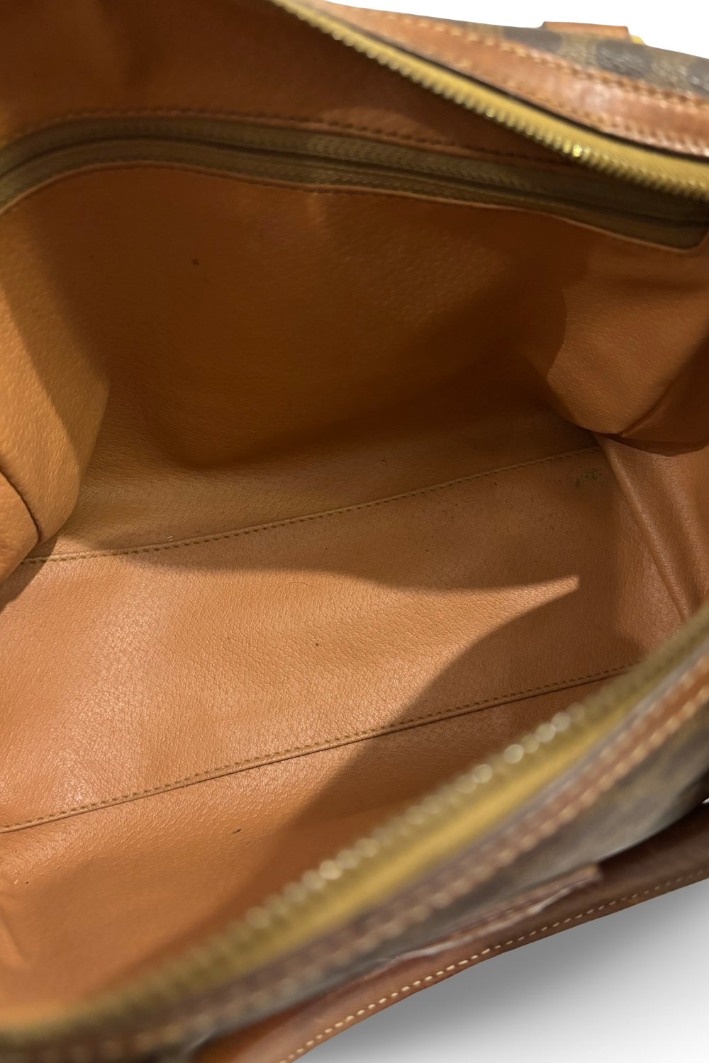 Celine Macadam Boston Bag Brown Coated Canvas  Leather Tan Vintage Handbag