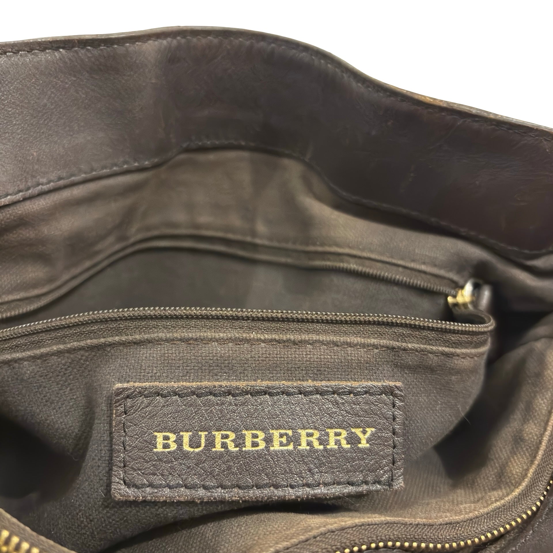 Burberry Brown & Beige Haymarket Golderton Check / Plaid Tote Vintage Shoulder Bag