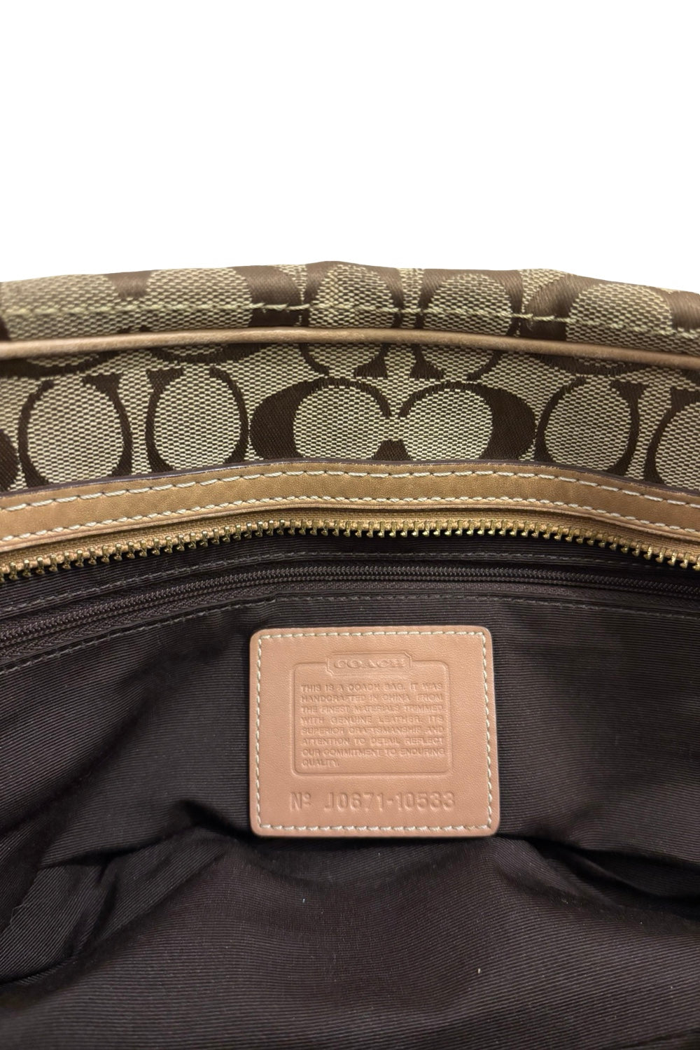 Coach Brown Signature Hampton Boston Canvas & Leather Vintage Shoulder Bag