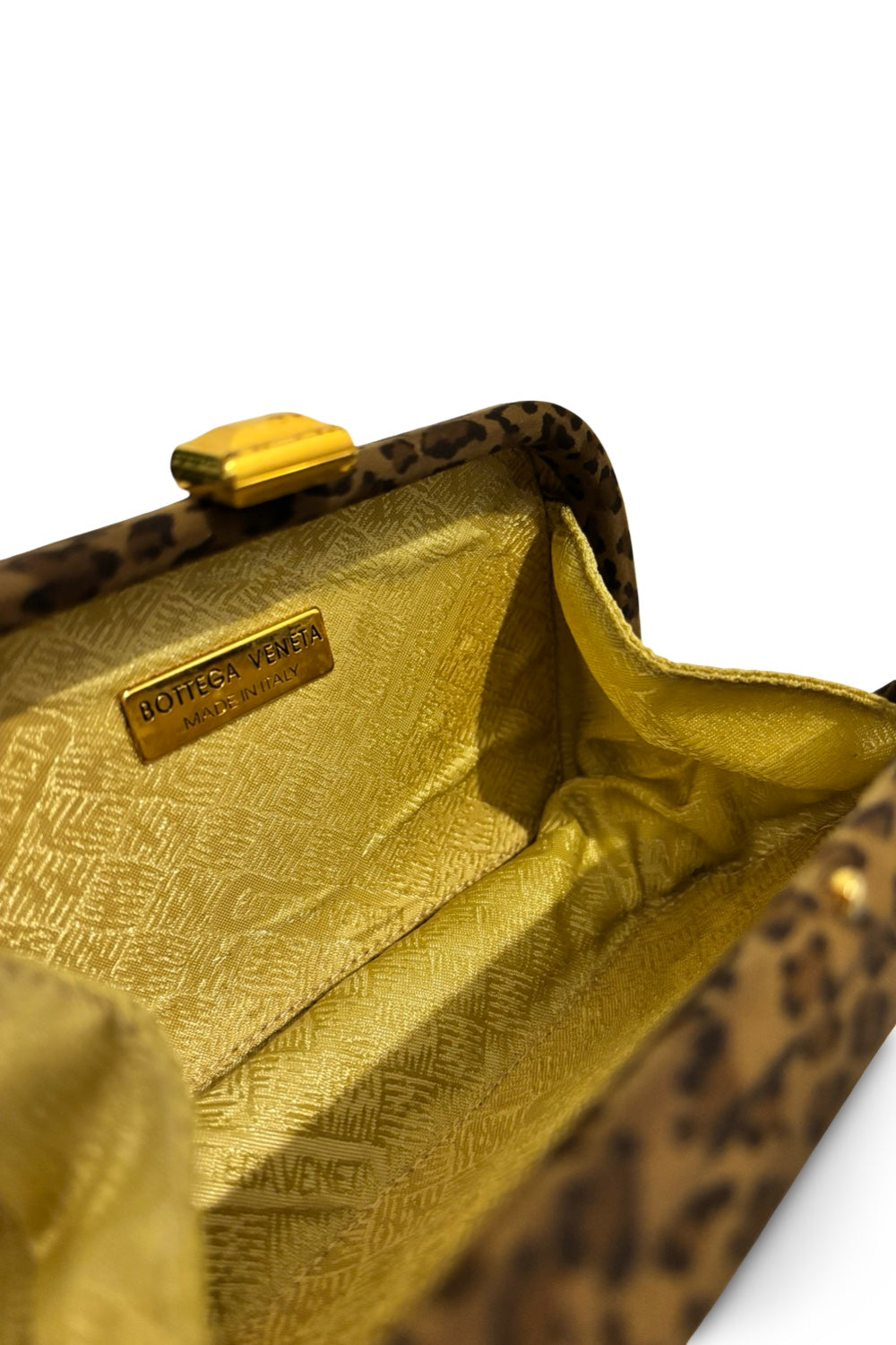 Bottega Veneta Rare Vintage Brown Leopard Animal  Print Nylon Box Clutch Bag