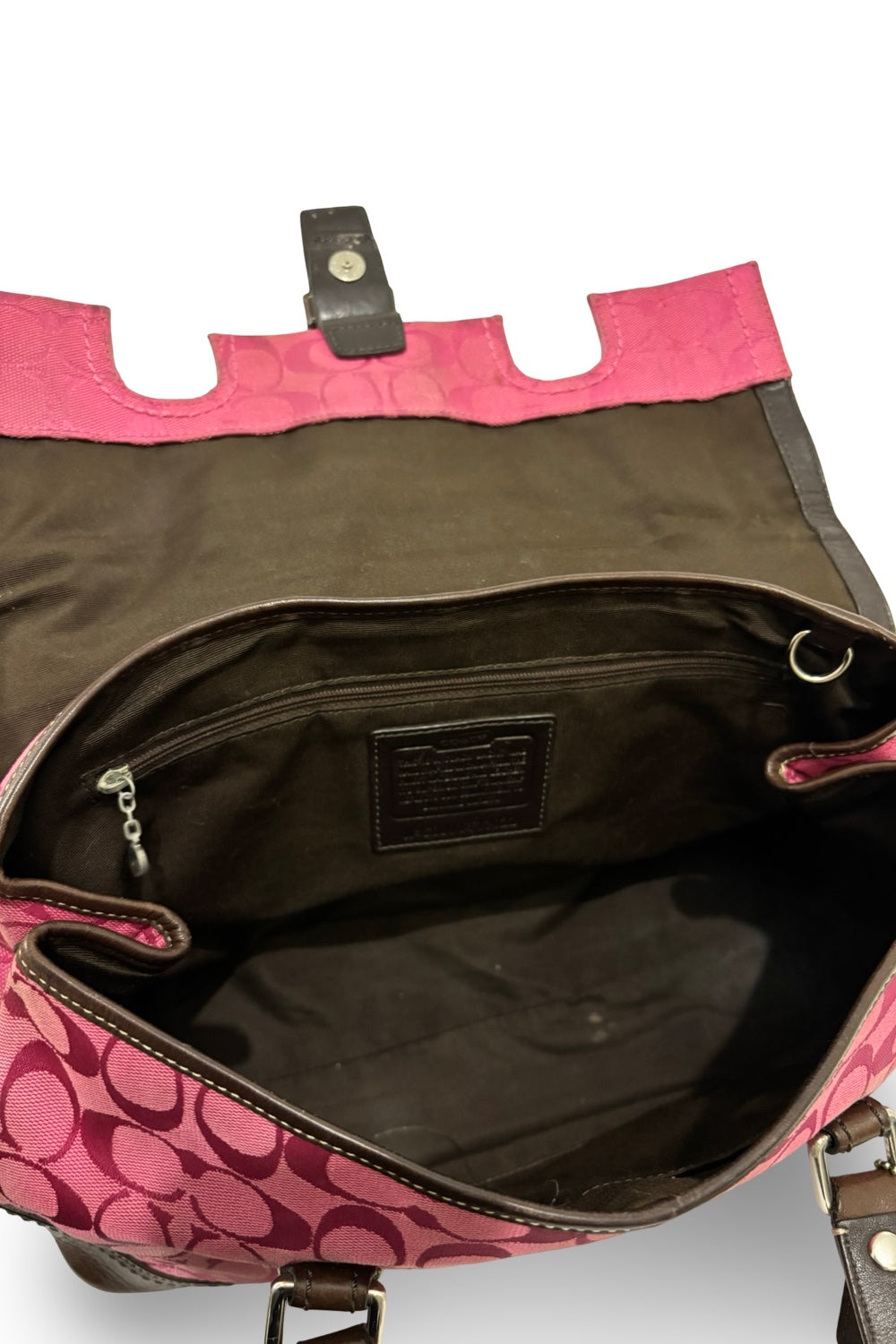 Coach RARE Vintage Pink & Brown Signature Canvas & Leather Shoulder Bag
