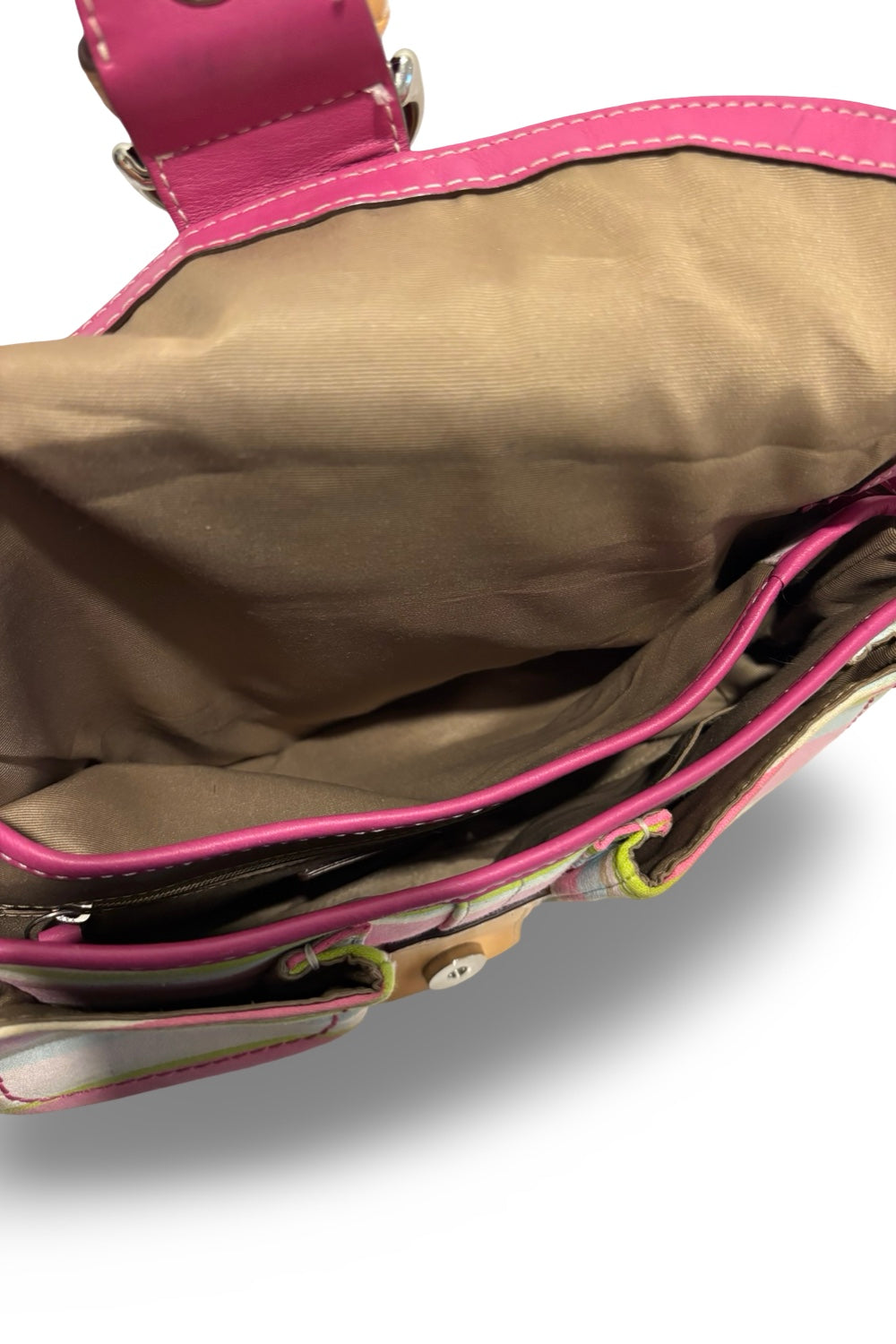 Coach Vintage Soho Hampton Sateen & Leather Pink  Brown Multicoloured Shoulder Bag