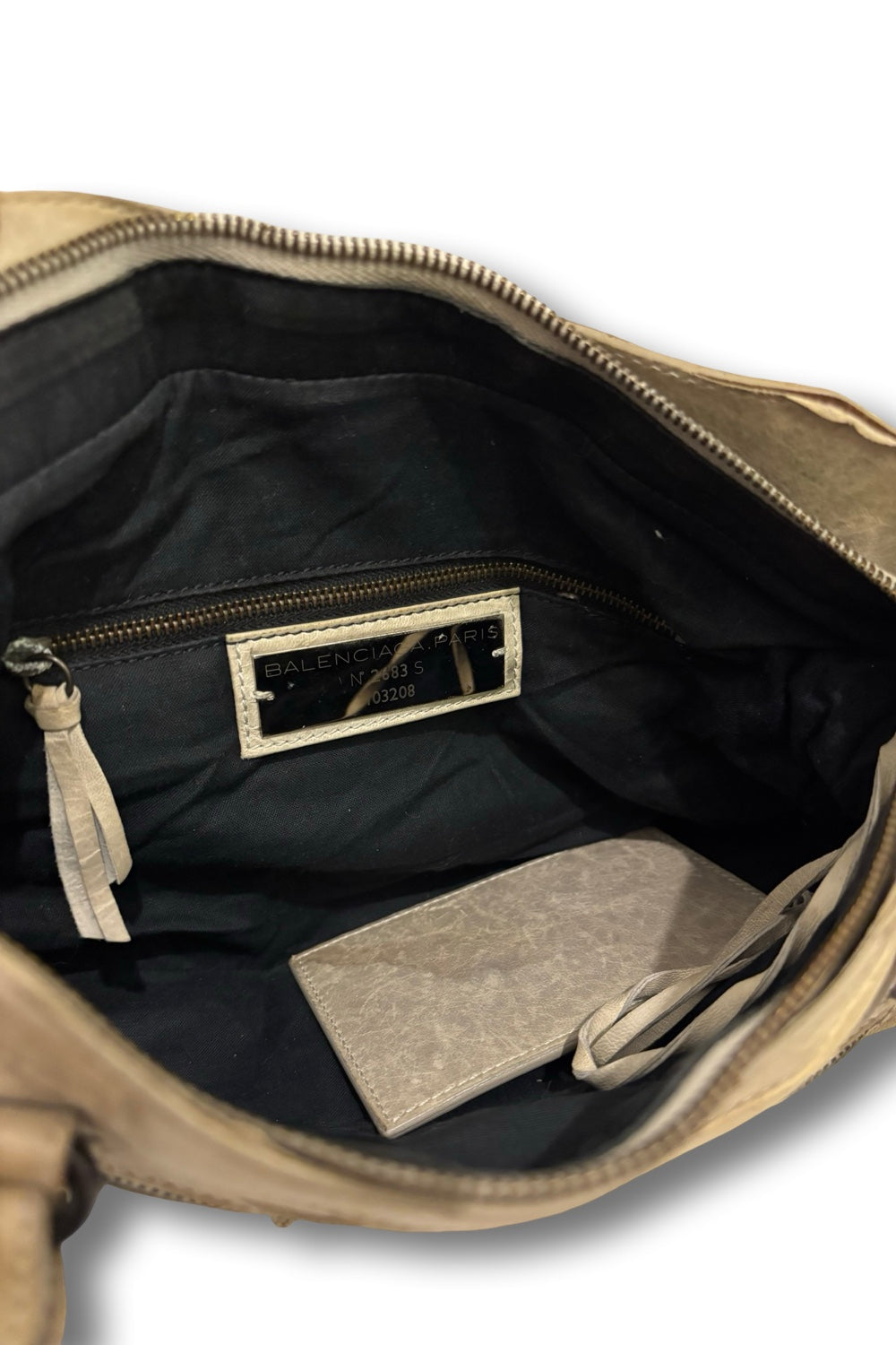 Balenciaga The First 2 Way Beige City Bag Distressed Lambskin Leather Shoulder Bag