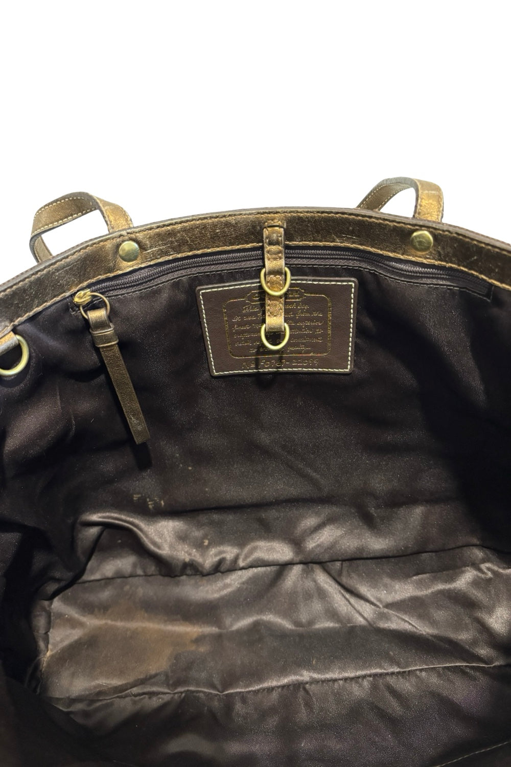 Coach Brown Signature Stripe Canvas & Leather  Metallic Tote Shoulder Bag