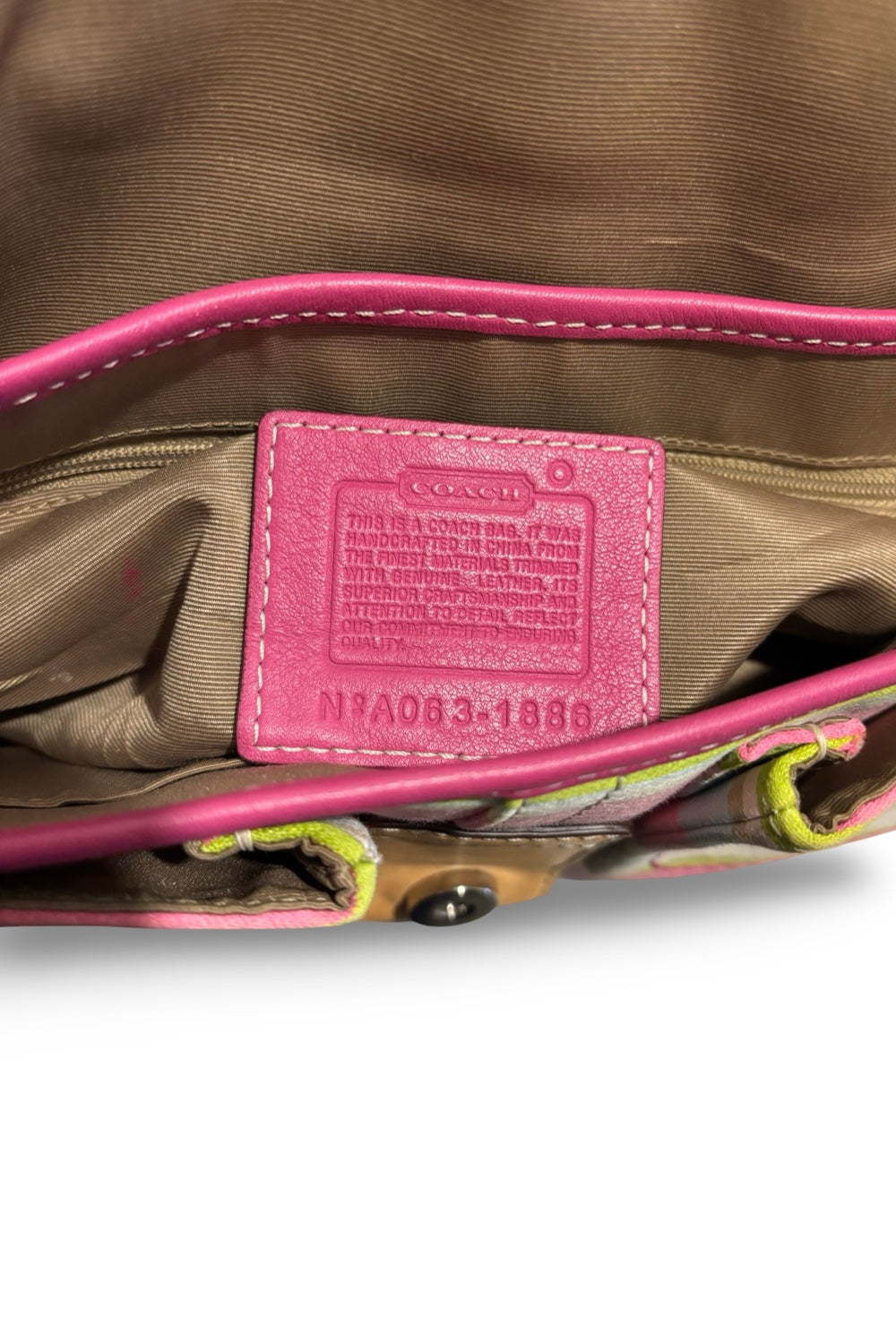 Coach Vintage Soho Hampton Sateen & Leather Pink  Brown Multicoloured Shoulder Bag