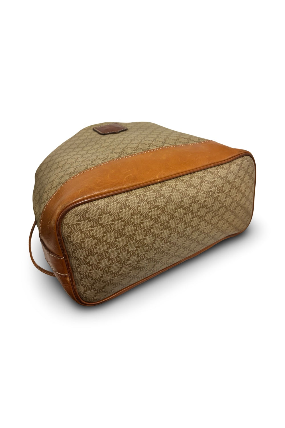 Celine Macadam Canvas & Leather Brown Tan  Bucket Shoulder Bag & Pouch
