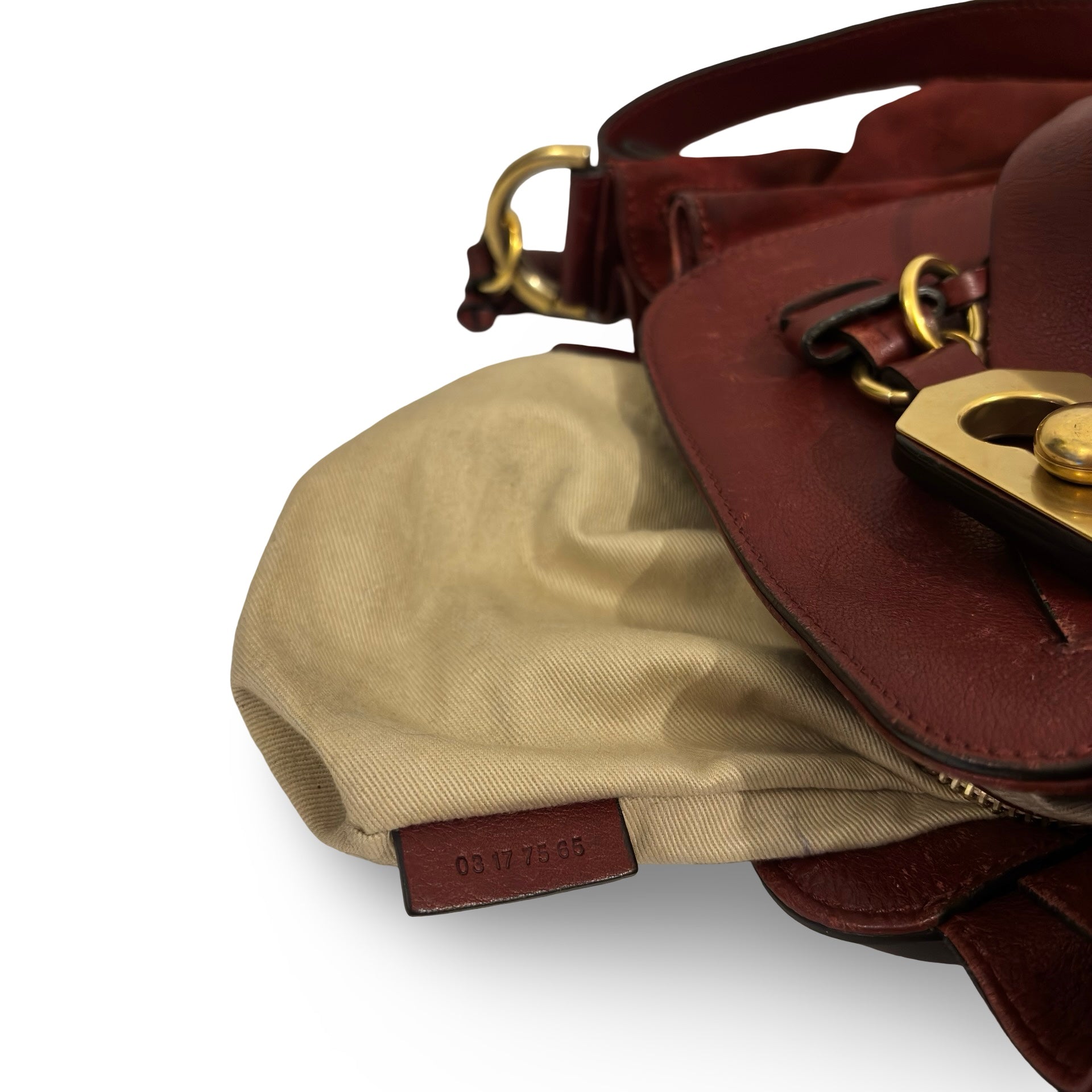 Chloe 'Owen' Rare Burgundy Medium Calfskin Leather & Suede Vintage Bucket Shoulder Bag