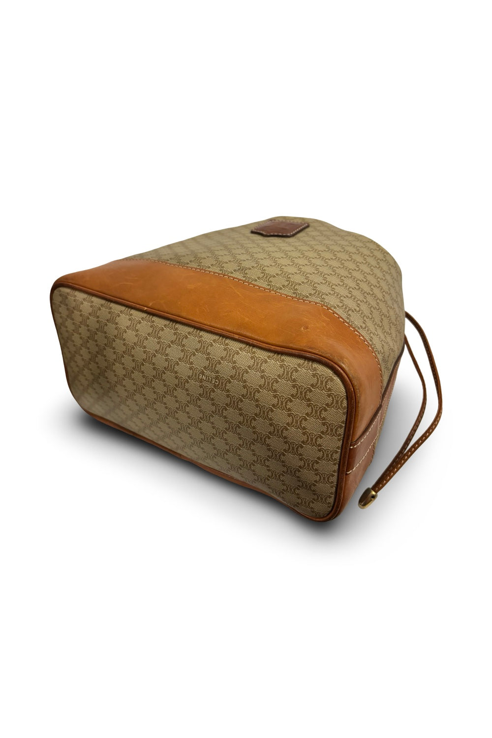 Celine Macadam Canvas & Leather Brown Tan  Bucket Shoulder Bag & Pouch