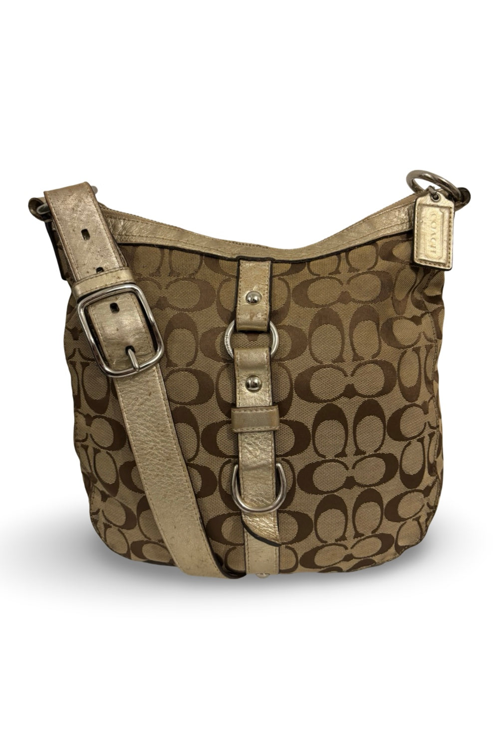 Coach Vintage Brown / Gold Chelsea Canvas & Leather Crossbody / Shoulder Bag