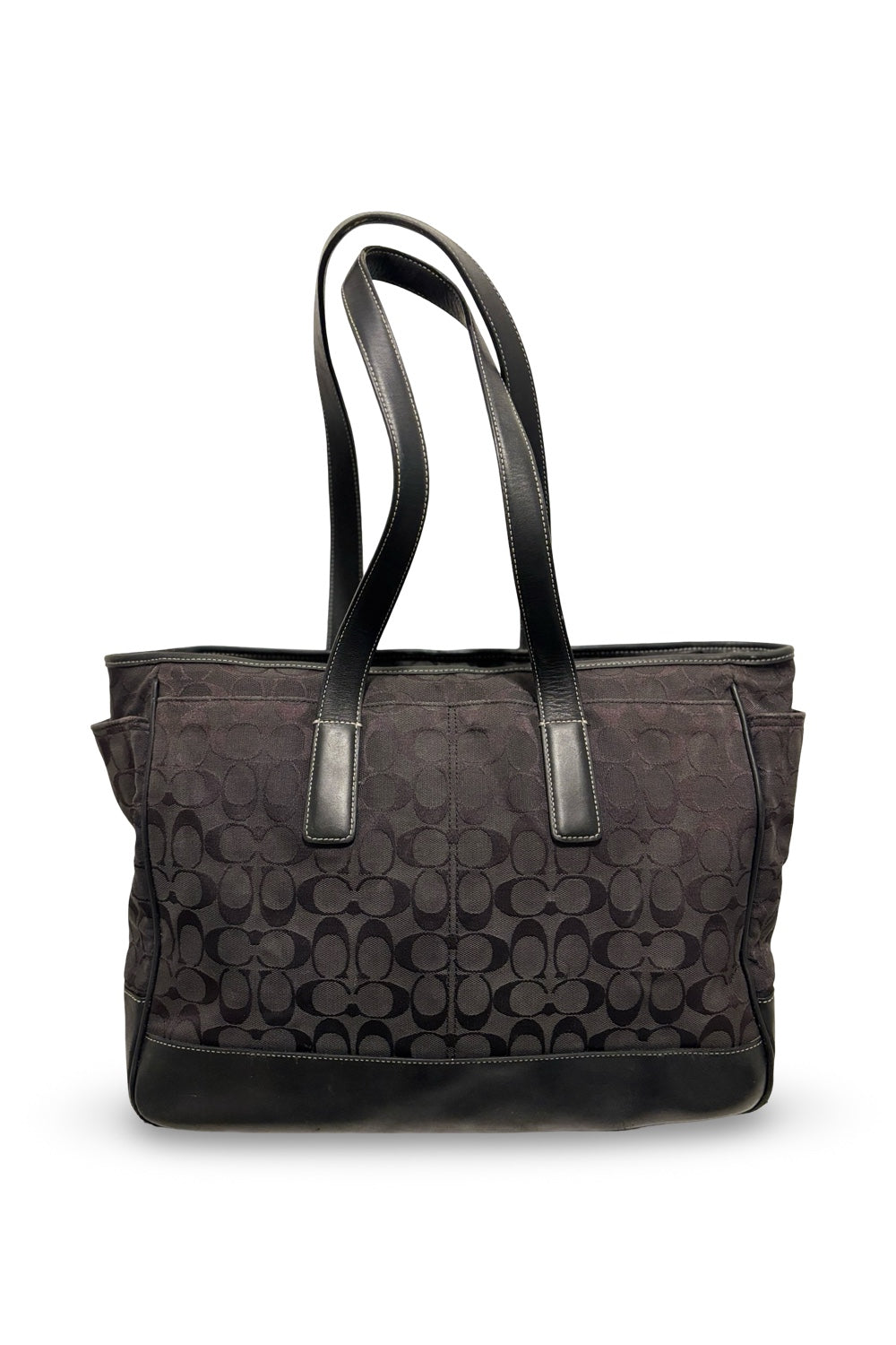 Coach Black Signature XXL Weekender Sufflette Canvas & Leather Tote Shoulder Bag