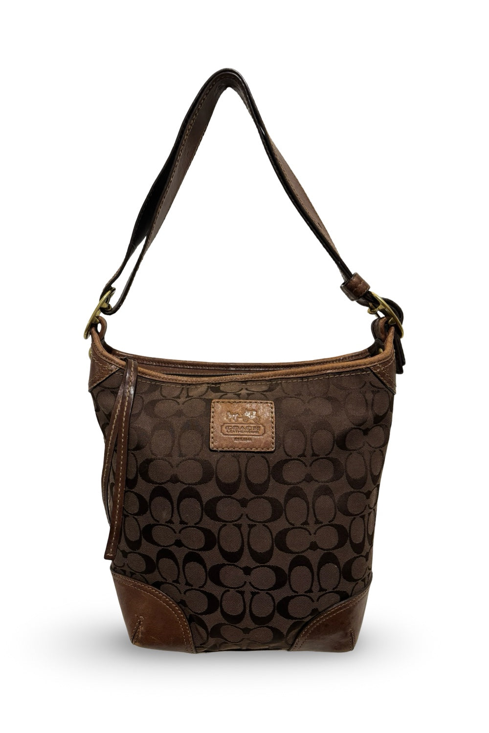 Coach Vintage Brown Canvas & Leather Bucket  Bleecker Duffle Shoulder Bag