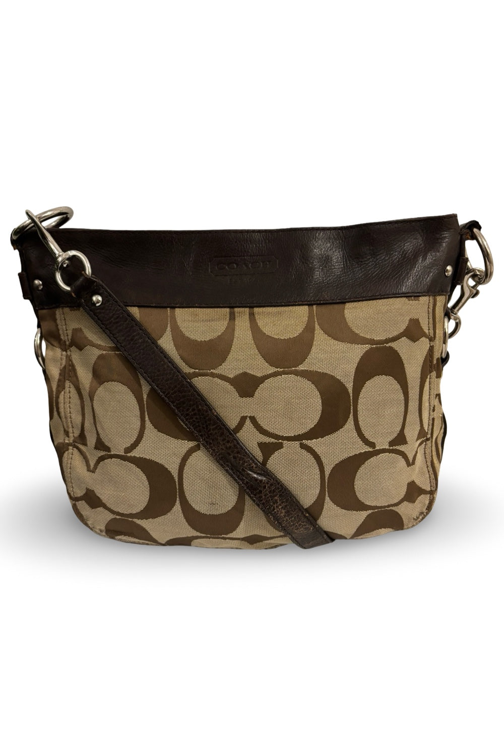 Coach Zoe Brown / Khaki Signature Canvas & Leather Vintage Crossbody / Shoulder