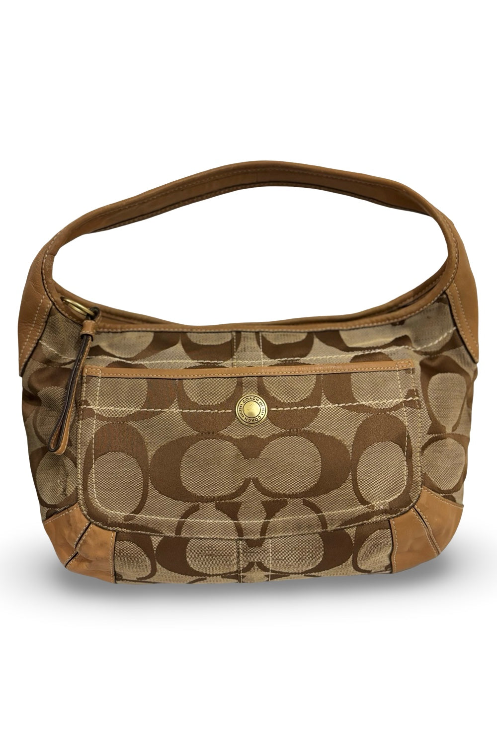 Coach Ergo Brown Signature Canvas Leather Vintage Sufflette Hobo Shoulder Bag