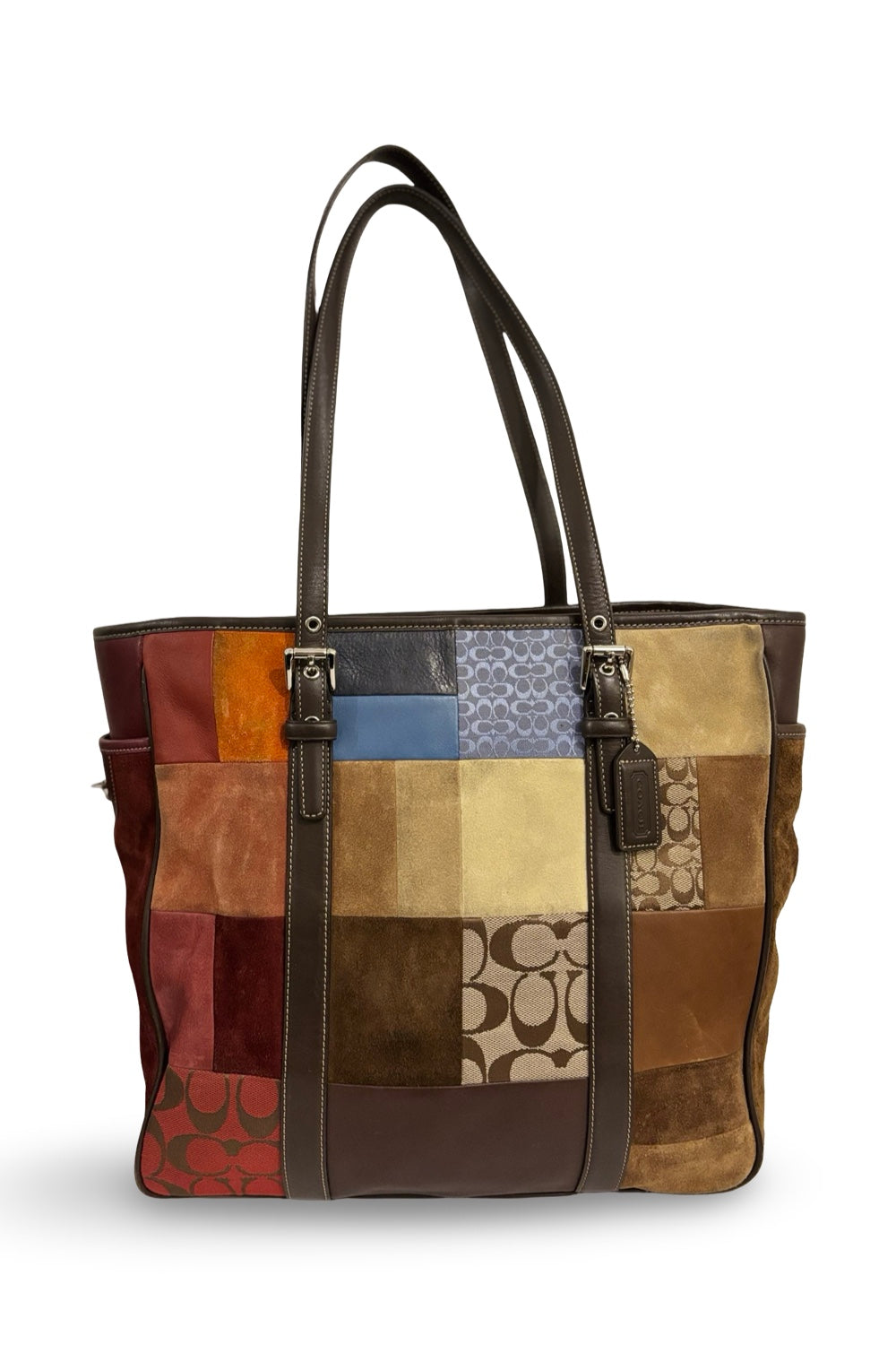 Coach Brown Multicoloured Suede & Leather Large  Patchwork Tote Shoulder Bag Vintage