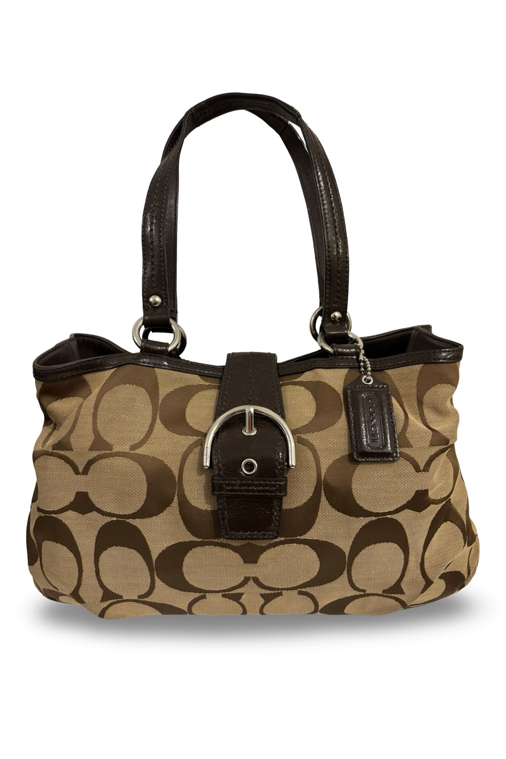 Coach Brown / Khaki Signature Canvas Soho  Carryall Hamptons Tote Shoulder Bag