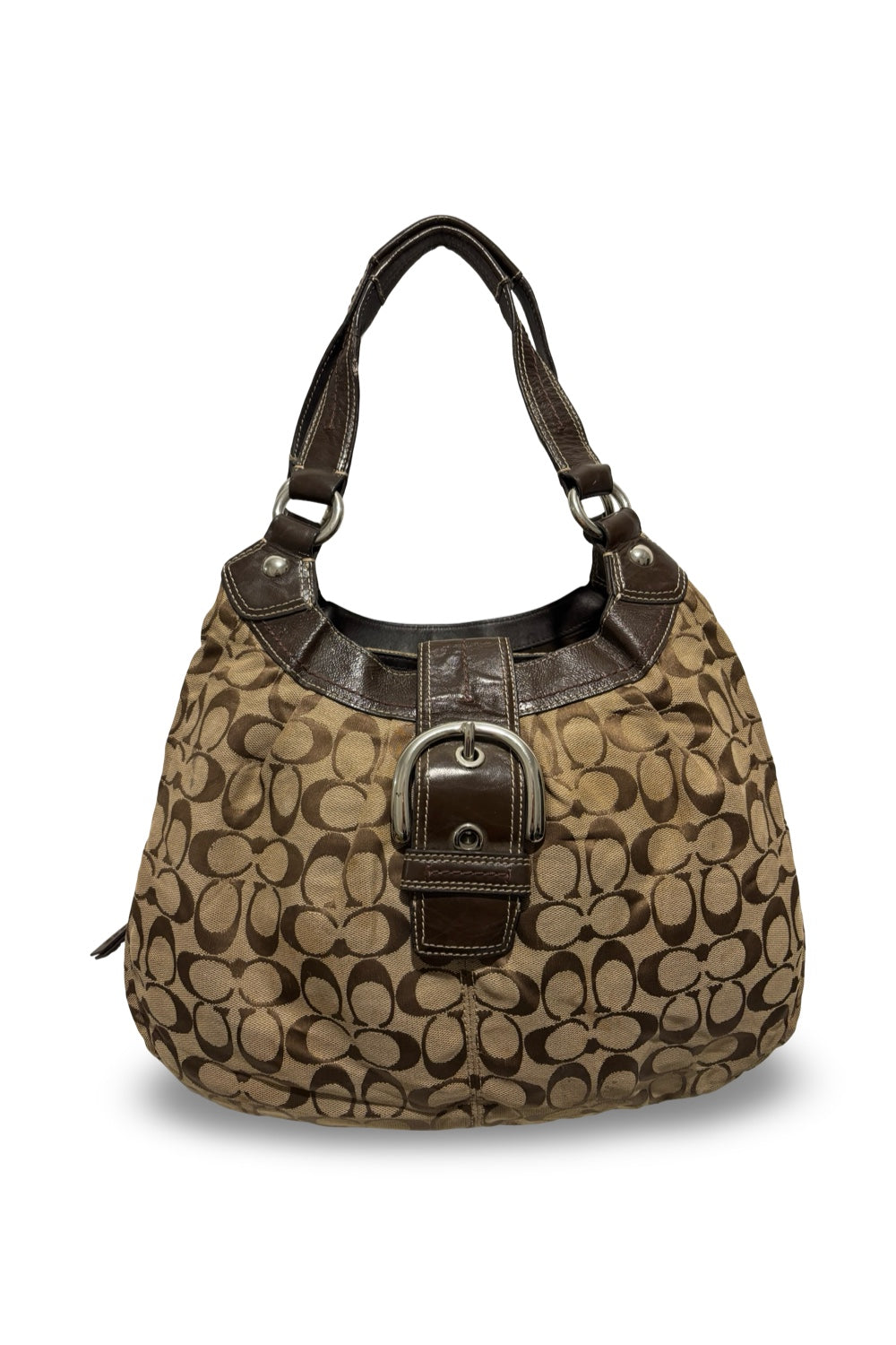 Coach Rare Vintage Brown Signature Canvas & Leather Soho Lynn Hobo Shoulder Bag