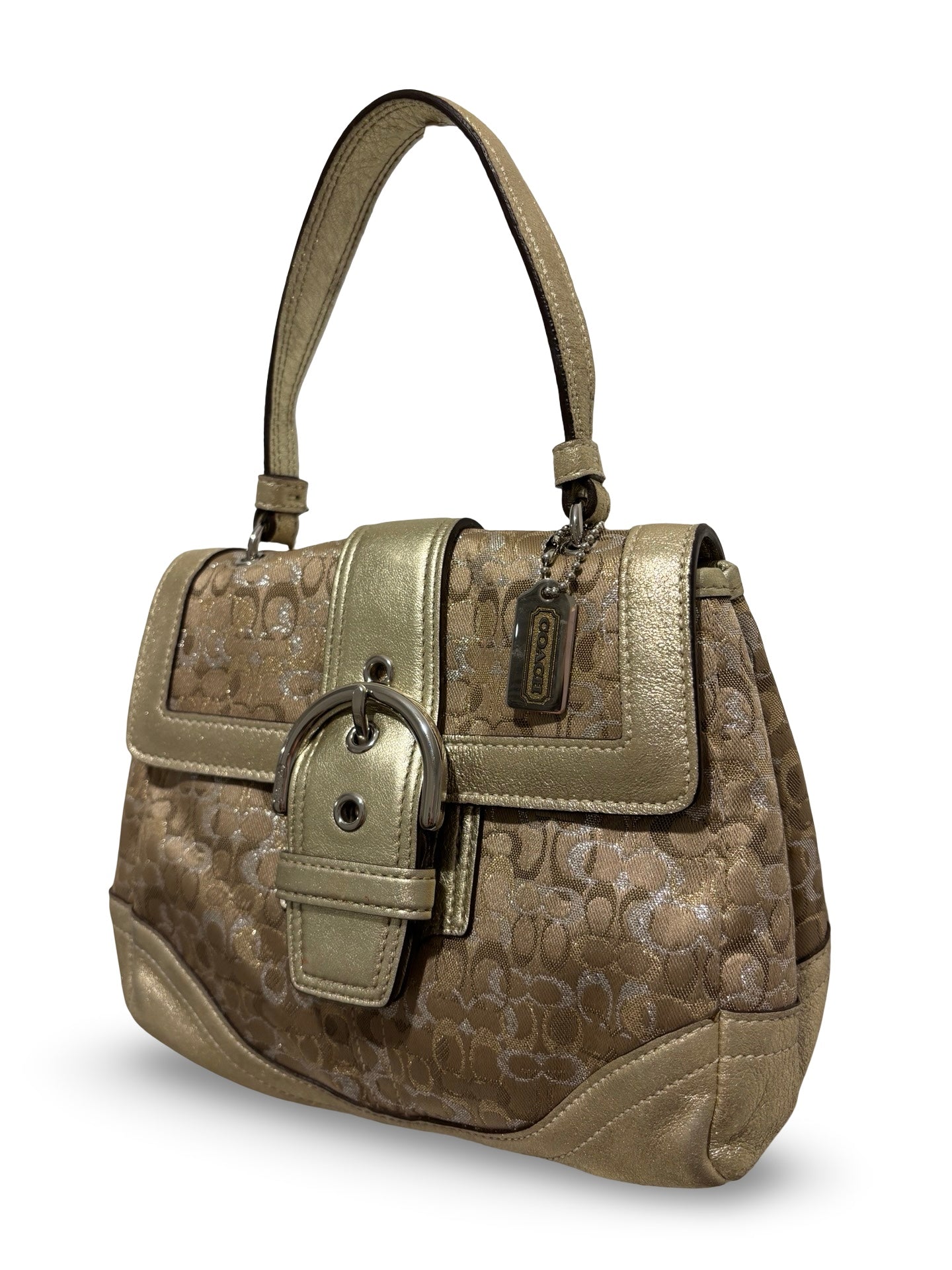 Coach Limited Edition RARE Signature Y2K Soho Top Handle Gold Metallic Handbag