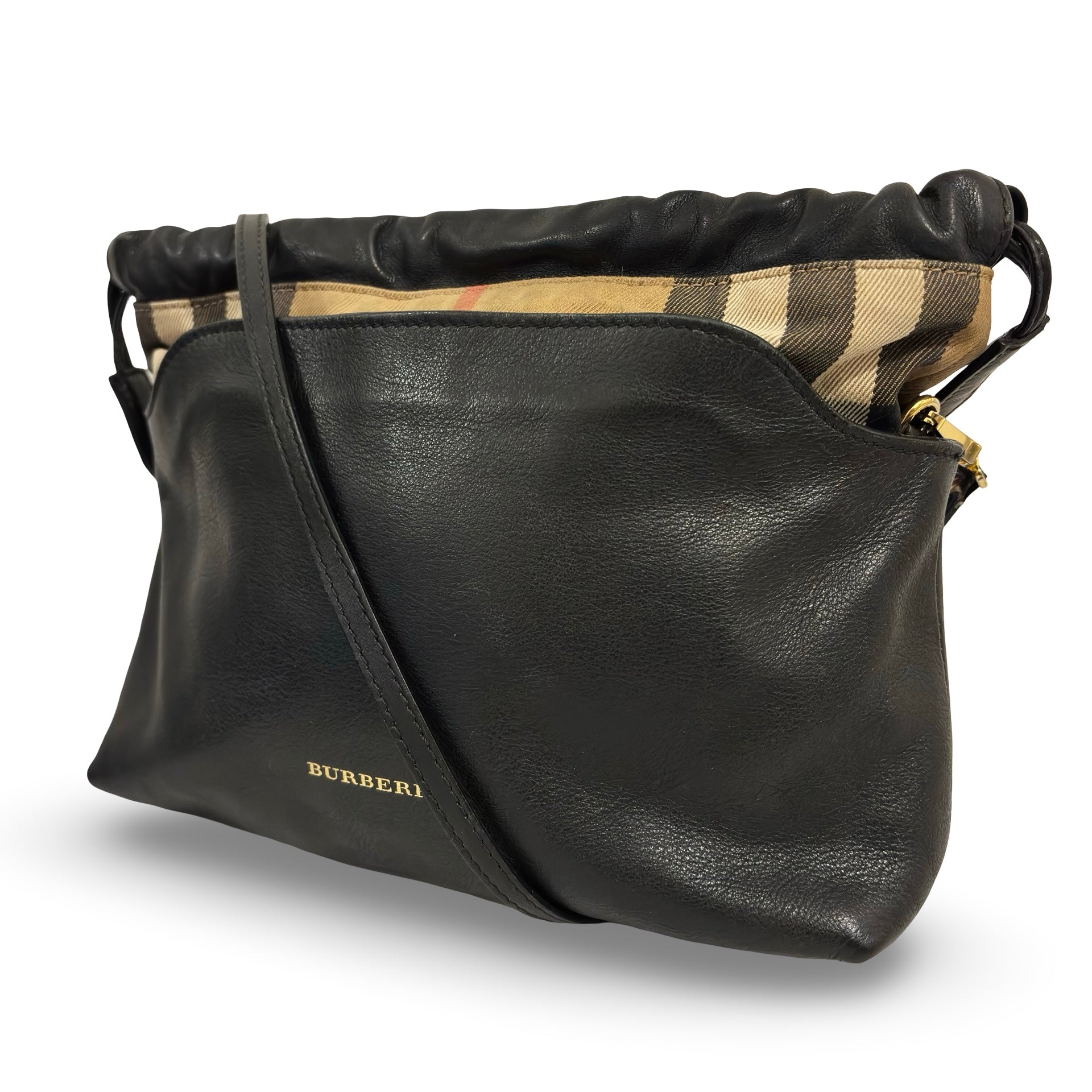 Burberry 'Little Crush' Calfskin Leather Signature House Check Canvas Vintage Crossbody Bag