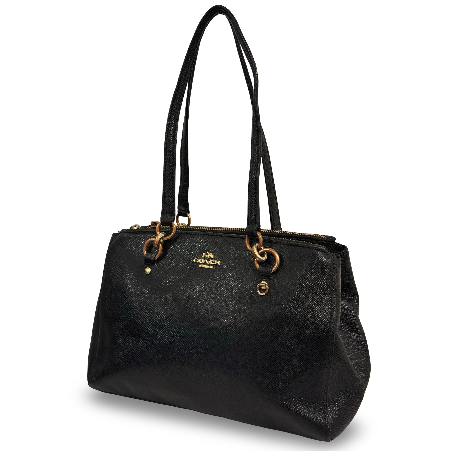 Coach Black Saffiano Leather 'Etta' Gold Hardware Shoulder Bag F76938